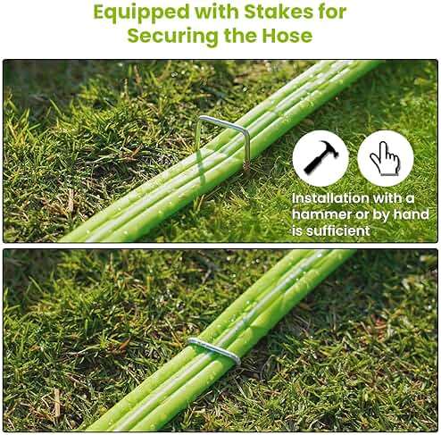 Sprinkler Soaker Hose 50FT with Holes, Garden Watering Hose with Stakes, Drip Hose Sprinkler, Efficient Saving Water for Lawn Garden and Yard, Leakproof - Image 6
