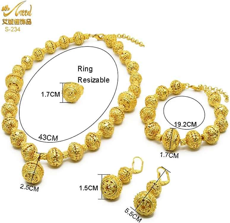 Dubai African Gold Jewelry Set For Women 24k Gold Plated Bride Necklace Bracelet Earrings Rings Sets Indian Wedding Jewelery Set Gift - Image 6