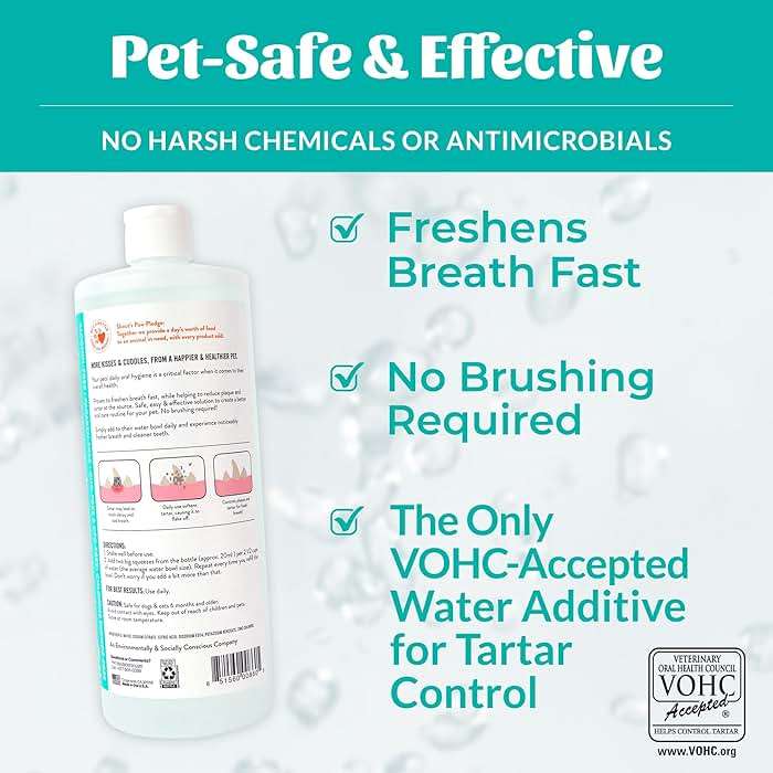 SKOUT'S HONOR Fresher Breath Water Additive, Fresh and Flavorless - VOHC Accepted for Tartar Control, Freshens Breath Fast, No Brushing Required, Great for Both Cats and Dogs, 32 oz - Image 4