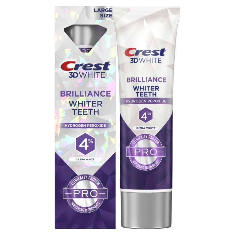 Crest 3D White Brilliance Pro Ultra White Teeth Whitening Toothpaste, 3.8 oz, Anticavity Fluoride Toothpaste, 4% Hydrogen Peroxide, Active Whitening Protection - Image 1
