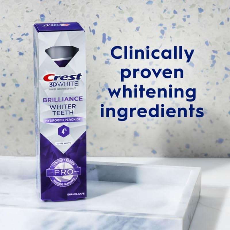 Crest 3D White Brilliance Pro Ultra White Teeth Whitening Toothpaste, 3.8 oz, Anticavity Fluoride Toothpaste, 4% Hydrogen Peroxide, Active Whitening Protection - Image 5