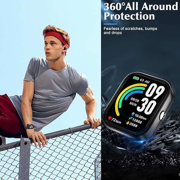 Polyjoy 2 Pack Protective Case Compatible with TOZO S3 Smart Watch - Hard PC Bumper Cover Built-in Tempered Glass Screen Protector - Not for TOZO S2/S4 - Black*2 - Image 5