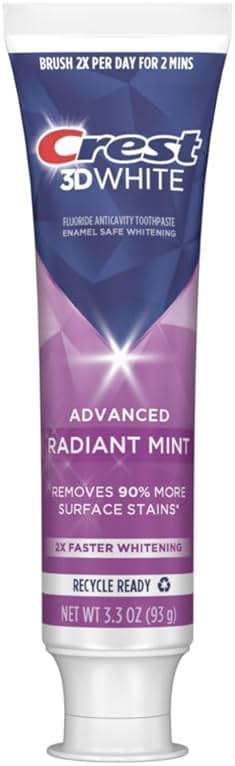 Crest 3D White Advanced Teeth Whitening Toothpaste, Radiant Mint, 3.3 oz, Pack of 2 - Image 9