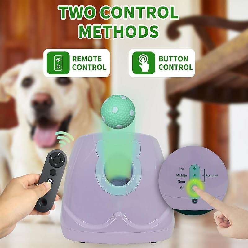 MKSY Dog Ball Throwing Machine Automatic for Small to Medium Sized Dogs, Dog Interactive Toy Pet Ball Launcher with Balls (Purple with Remote Control) - Image 4
