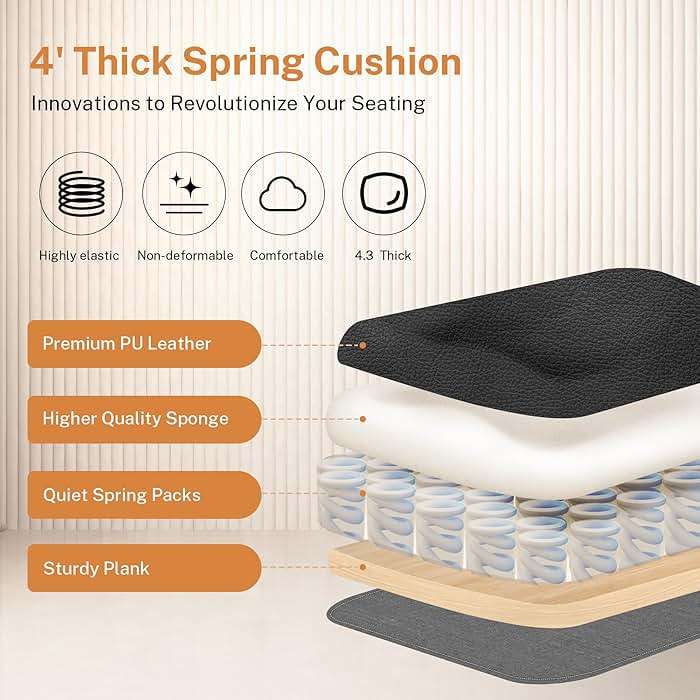 Office Chair Flip Up Arms, Executive Leather Office Chair Ergonomic Desk Chair with Lumbar Support, Adjustable Headrest, Computer Chair Home Office Desk Chair with Rocking Function - Image 7