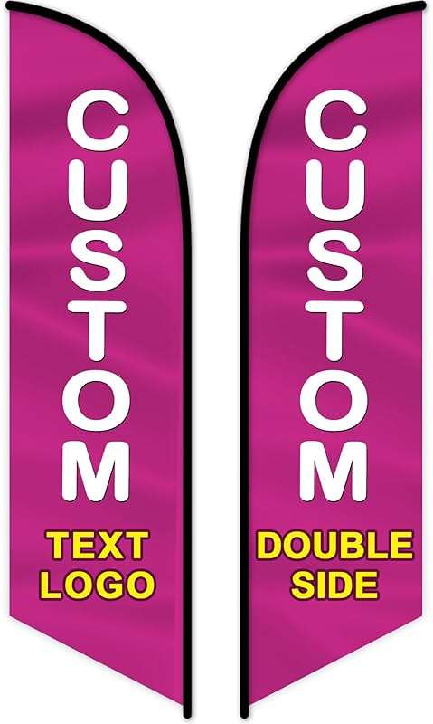 Custom Advertising Feather Flags for Business Outside - Personalized Double/Single Sided Feather Banner Flags with Logo Text - Image 1