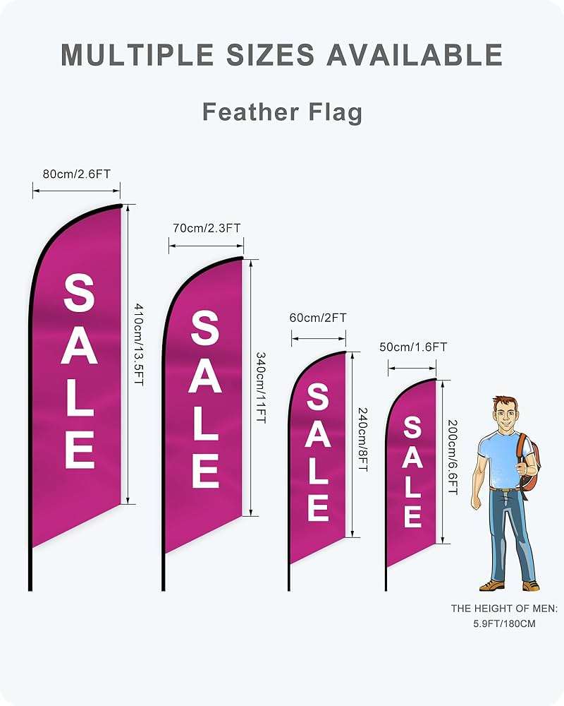 Custom Advertising Feather Flags for Business Outside - Personalized Double/Single Sided Feather Banner Flags with Logo Text - Image 3