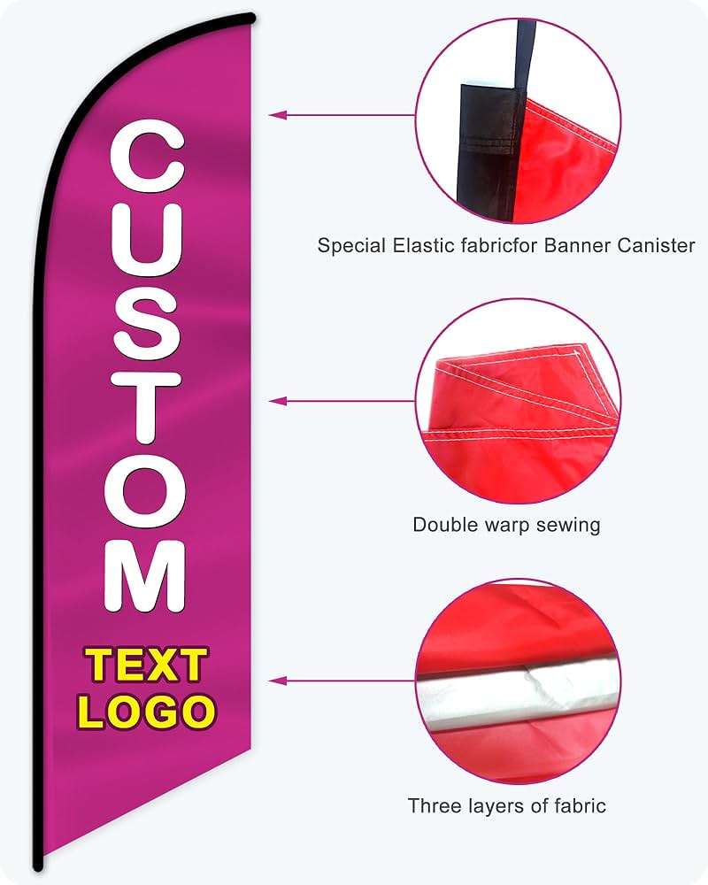 Custom Advertising Feather Flags for Business Outside - Personalized Double/Single Sided Feather Banner Flags with Logo Text - Image 5