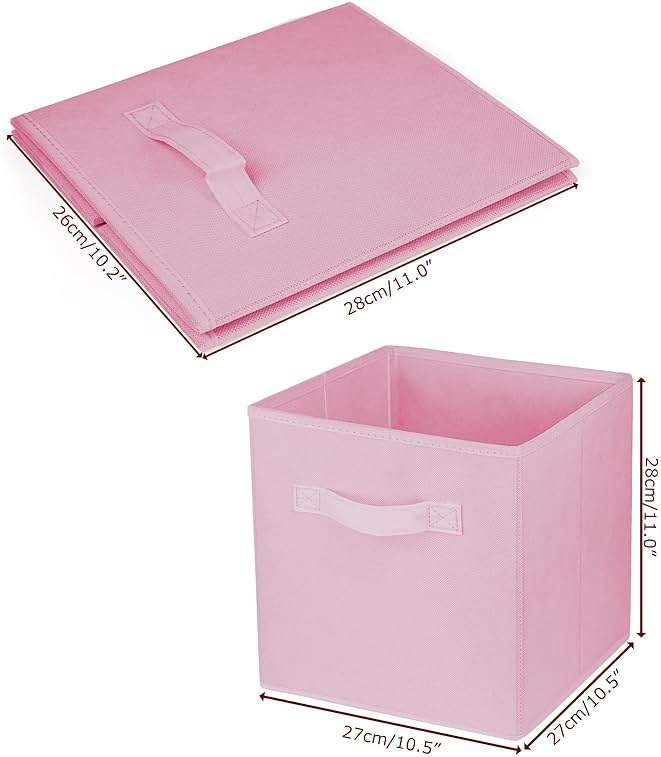 Zuihug 2 Pcs Storage Cubes, 10.5 Inch Collapsible Storage Bins, Fabric Foldable Bins for Organization, Durable Storage Bins for Closet, Shelves, Offices (Pink) - Image 3