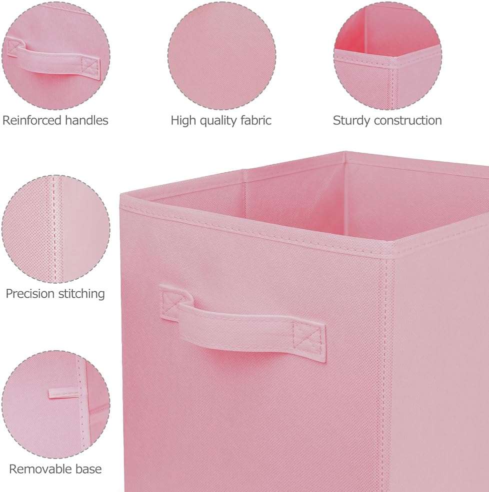 Zuihug 2 Pcs Storage Cubes, 10.5 Inch Collapsible Storage Bins, Fabric Foldable Bins for Organization, Durable Storage Bins for Closet, Shelves, Offices (Pink) - Image 6