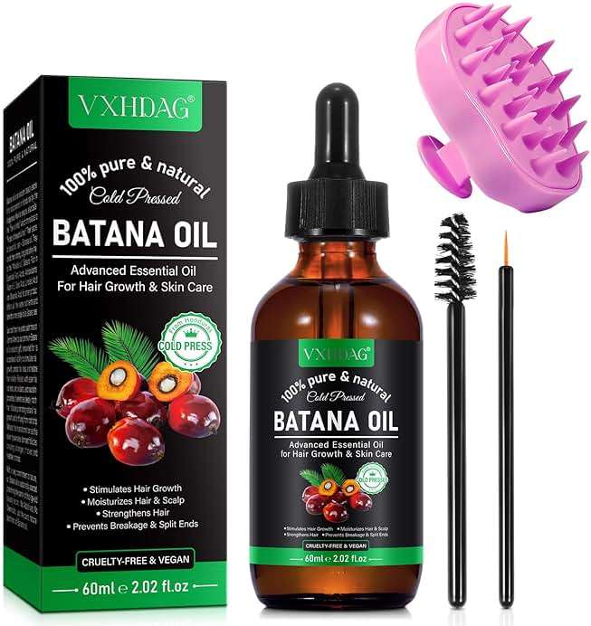 Batana Oil for Hair Growth and Nourishment - Scalp Massager Included, Honduras Pure & Natural Oil for Split Ends Elimination, Enhanced Hair and Skin Radiance, All Hair Types, 2.02 fl oz - Image 1
