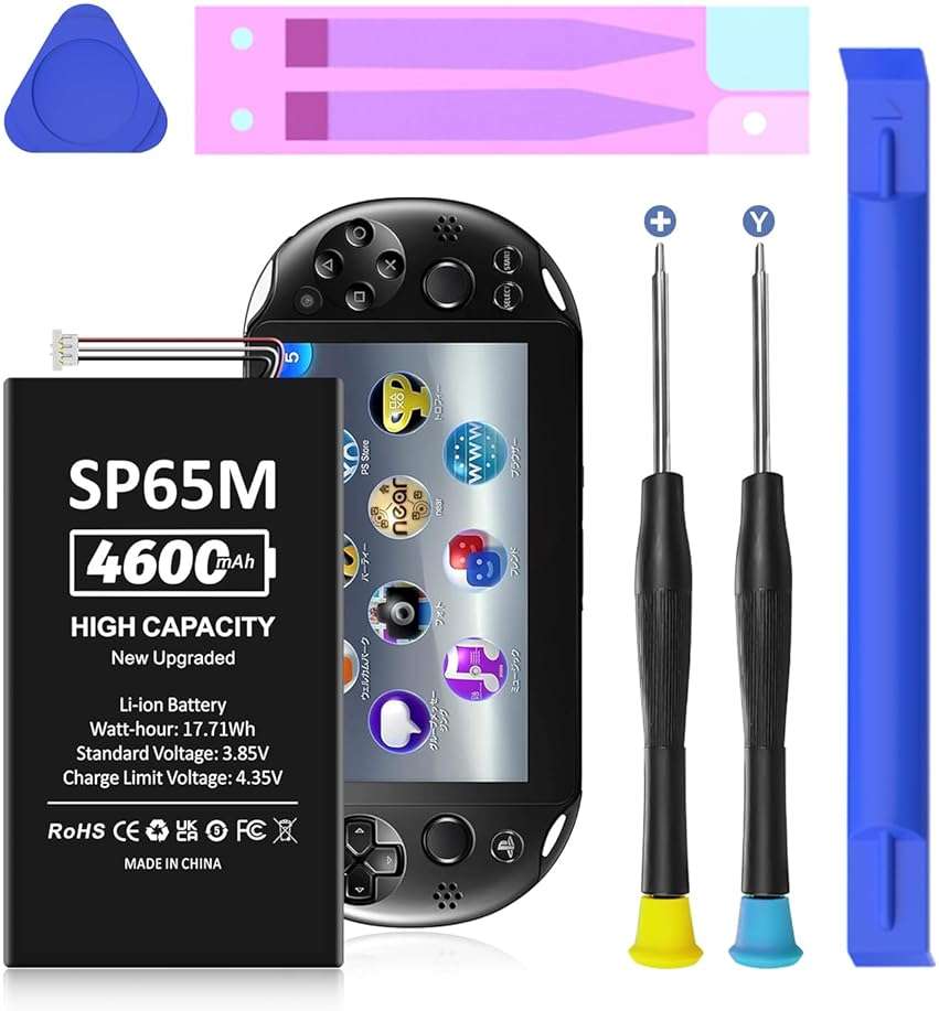SHENMZ 4600mAh Battery for Sony PS Vita 1000, [2026 Upgraded] 0 Cycle Replacement for PlayStation Vita PCH-1001/1006/PSV 1000 SP65M, with Repair Tool Kit - Image 1