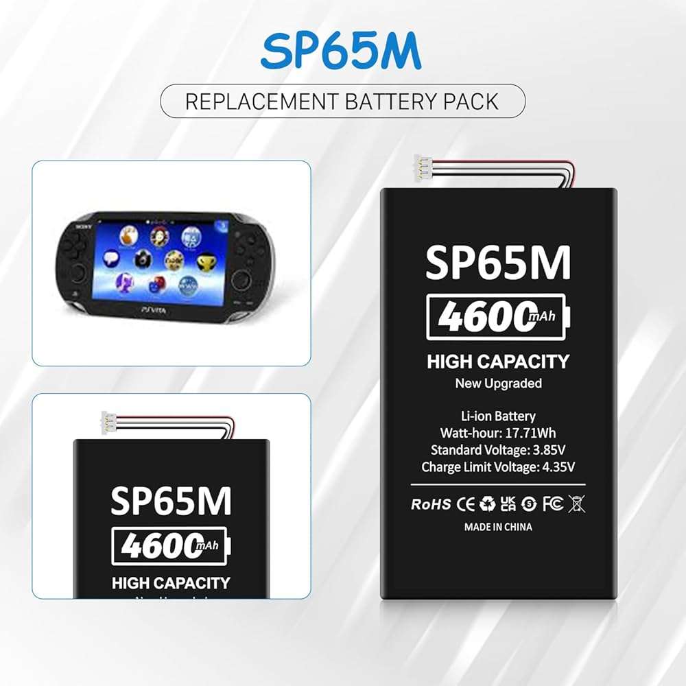SHENMZ 4600mAh Battery for Sony PS Vita 1000, [2026 Upgraded] 0 Cycle Replacement for PlayStation Vita PCH-1001/1006/PSV 1000 SP65M, with Repair Tool Kit - Image 3