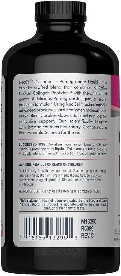 NeoCell Liquid Collagen, Skin, Hair, Nails and Joints Supplement, Includes Fruit Juice Concentrates and Green Tea Blend, Pomegranate, 16 oz., 1 Bottle - Image 3