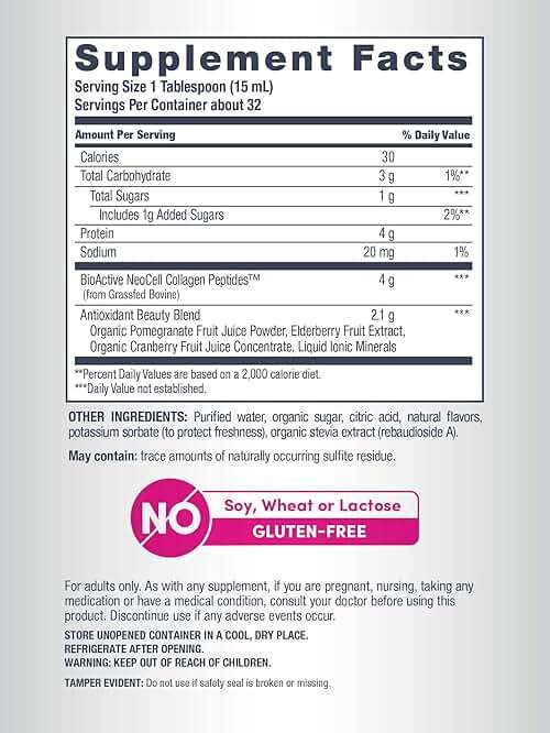 NeoCell Liquid Collagen, Skin, Hair, Nails and Joints Supplement, Includes Fruit Juice Concentrates and Green Tea Blend, Pomegranate, 16 oz., 1 Bottle - Image 4
