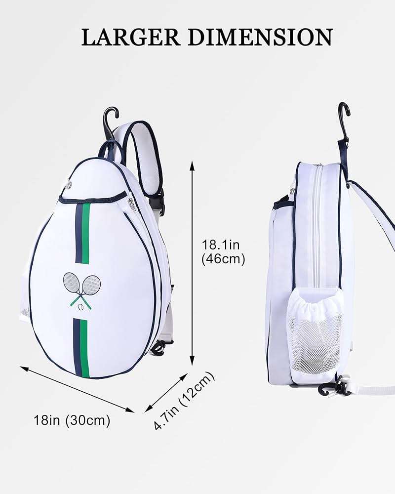 Rejolly Tennis Racket Sling Bag for Women Men Quilted Water Resistant Racquet Cover One Shoulder Crossbody Bag for 2 Tennis Rackets, Pickleball Paddles, Badminton Racquet - Image 3