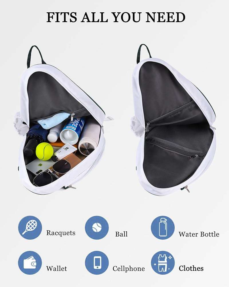 Rejolly Tennis Racket Sling Bag for Women Men Quilted Water Resistant Racquet Cover One Shoulder Crossbody Bag for 2 Tennis Rackets, Pickleball Paddles, Badminton Racquet - Image 4