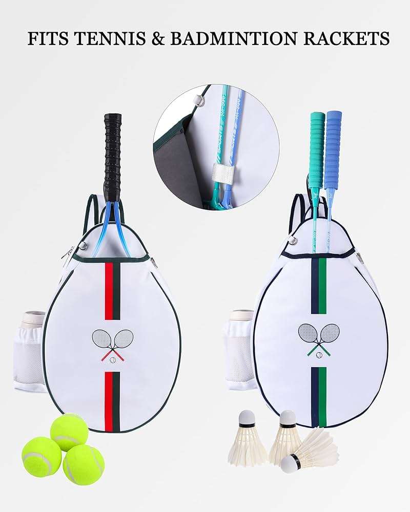 Rejolly Tennis Racket Sling Bag for Women Men Quilted Water Resistant Racquet Cover One Shoulder Crossbody Bag for 2 Tennis Rackets, Pickleball Paddles, Badminton Racquet - Image 7