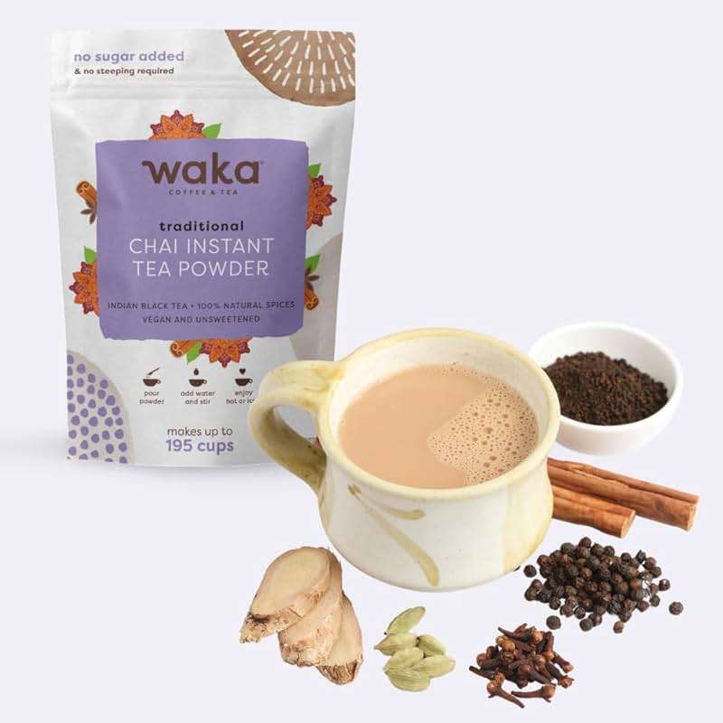 Waka Traditional Chai Tea Powder Mix - Chai Tea Concentrate Sugar Free, Pure Leaves from India, Natural Spices, Unsweetened, No Additives (4.5oz Pouch, 195 Servings) - Image 9