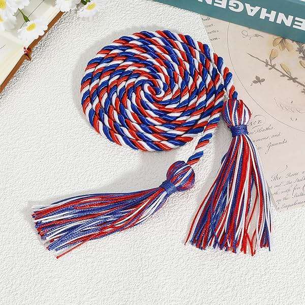 Graduation Honor Cords, Blue Red White Honor Cords, 2026 Graduation Cords with Tassel, Grad Cords, 67" Long Braided Cords for Bachelor Gown Graduation Decorations for Student Master Doctoral - Image 2