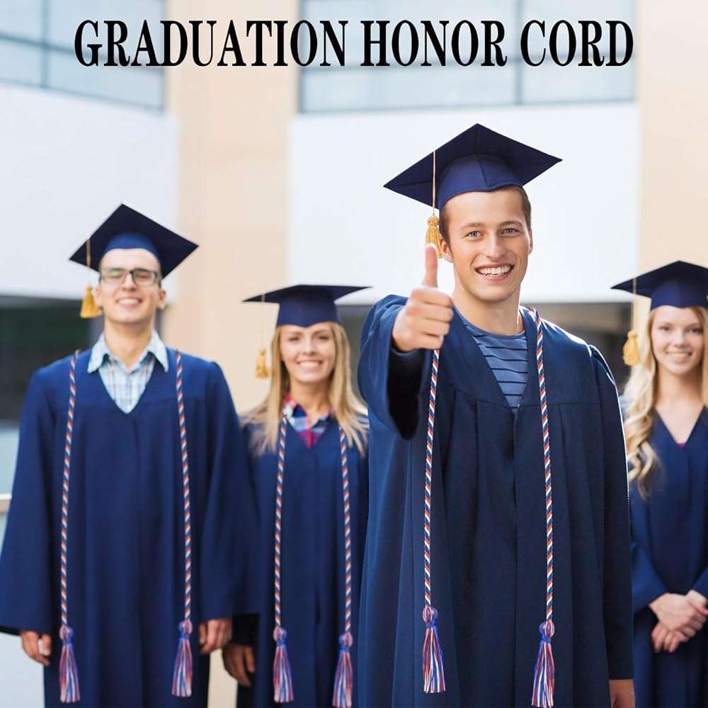Graduation Honor Cords, Blue Red White Honor Cords, 2026 Graduation Cords with Tassel, Grad Cords, 67" Long Braided Cords for Bachelor Gown Graduation Decorations for Student Master Doctoral - Image 5