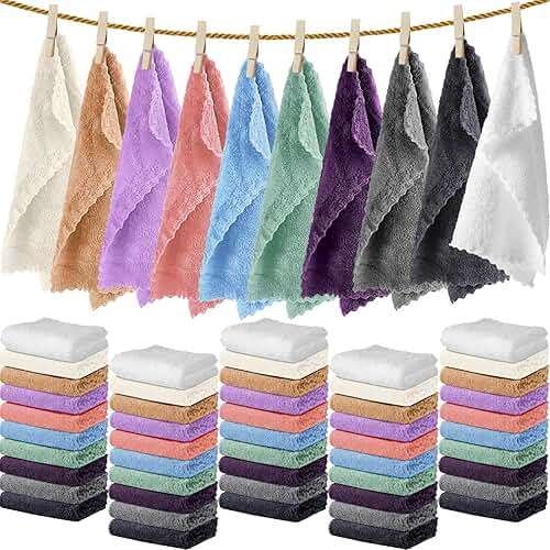 Newwiee 100 Pack Washcloths Bulk, Ultra Soft Wash Cloths 12 x 12 Inch Quick Dry Absorbent Microfiber Face Towel,Reusable Facial Fingertip Cloth for Spa Baby Shower & Craft(Multicolor) - Image 1