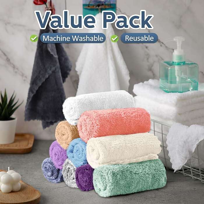Newwiee 100 Pack Washcloths Bulk, Ultra Soft Wash Cloths 12 x 12 Inch Quick Dry Absorbent Microfiber Face Towel,Reusable Facial Fingertip Cloth for Spa Baby Shower & Craft(Multicolor) - Image 6