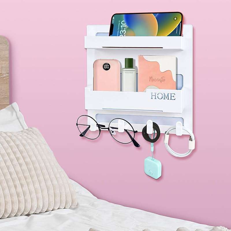 CHENYAOAI Bedside Shelf Accessories Organizer, Wall Mount Self Stick On, Cute Room Decor Aesthetic, Girls Room Decor, Cool Stuff for Bedroom Storage and Organization - Image 1