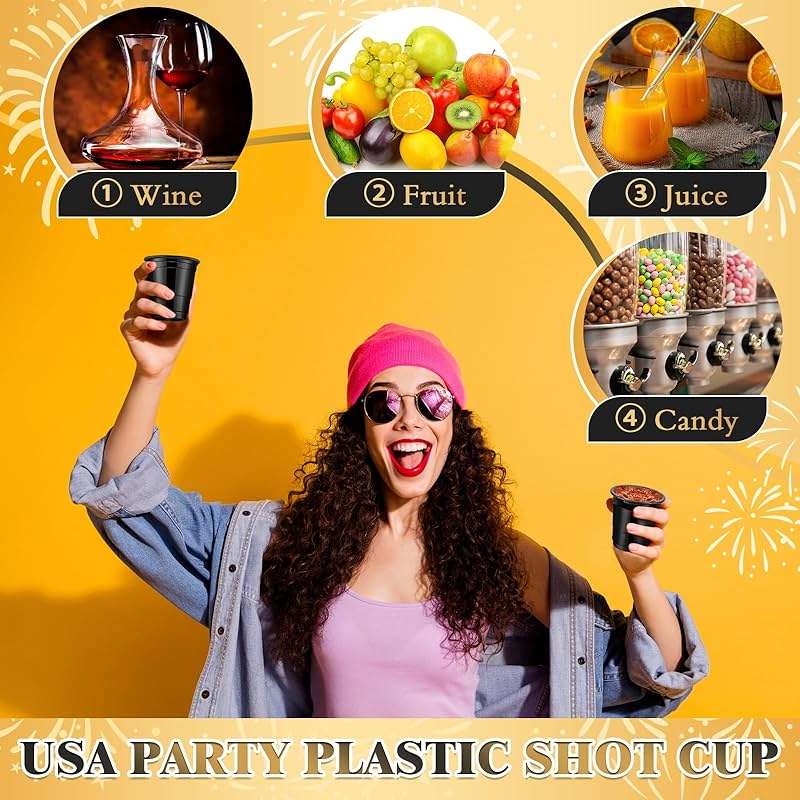 Roshtia 100 Pcs Graduation 2 oz Plastic Cups Mini Disposable Shot Cups Small Plastic Shot Glasses for Birthday Graduation Party Beer Taste Serving Snacks Samples Tastings(Black) - Image 6