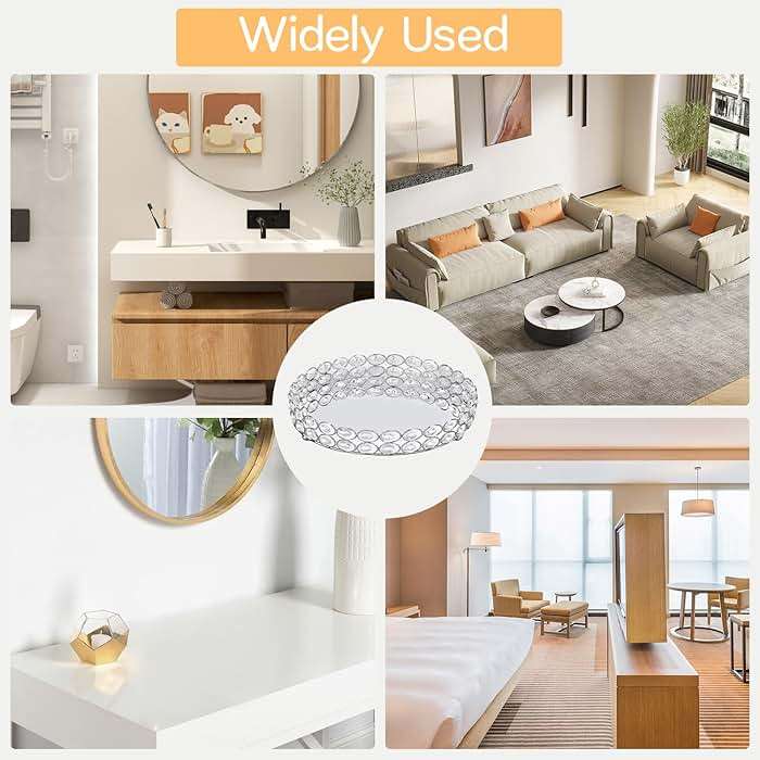 Mirrored Jewelry Organizer Tray - 8 Inch Round Decorative Vanity Tray for Makeup, Perfume & Trinket Storage - Crystal Home Decor Display Plate(Silver) - Image 6