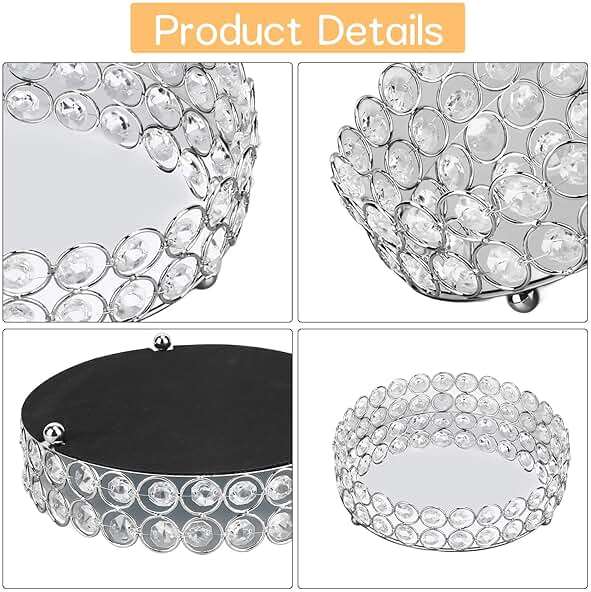 Mirrored Jewelry Organizer Tray - 8 Inch Round Decorative Vanity Tray for Makeup, Perfume & Trinket Storage - Crystal Home Decor Display Plate(Silver) - Image 7
