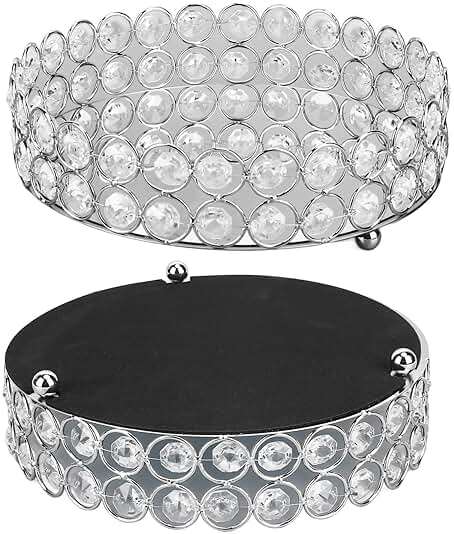 Mirrored Jewelry Organizer Tray - 8 Inch Round Decorative Vanity Tray for Makeup, Perfume & Trinket Storage - Crystal Home Decor Display Plate(Silver) - Image 8