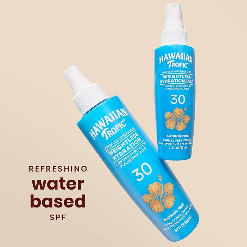 Hawaiian Tropic Weightless Hydration Water Mist for Body SPF 30, 5.2 Fl Oz | Hawaiian Tropic Body Spray Sunscreen Mist, Water Based SPF 30, Non-Aerosol Sunscreen Spray, 5.2 Fl Oz - Image 2