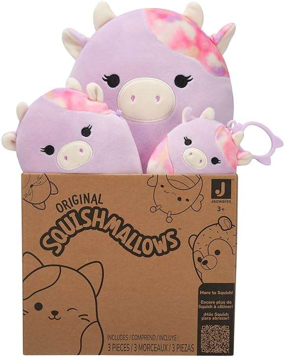 Squishmallows Original Suri Sunset Cow 3-Pack (3.5in, 5in, 8in) – Official Jazwares Plush - Image 4