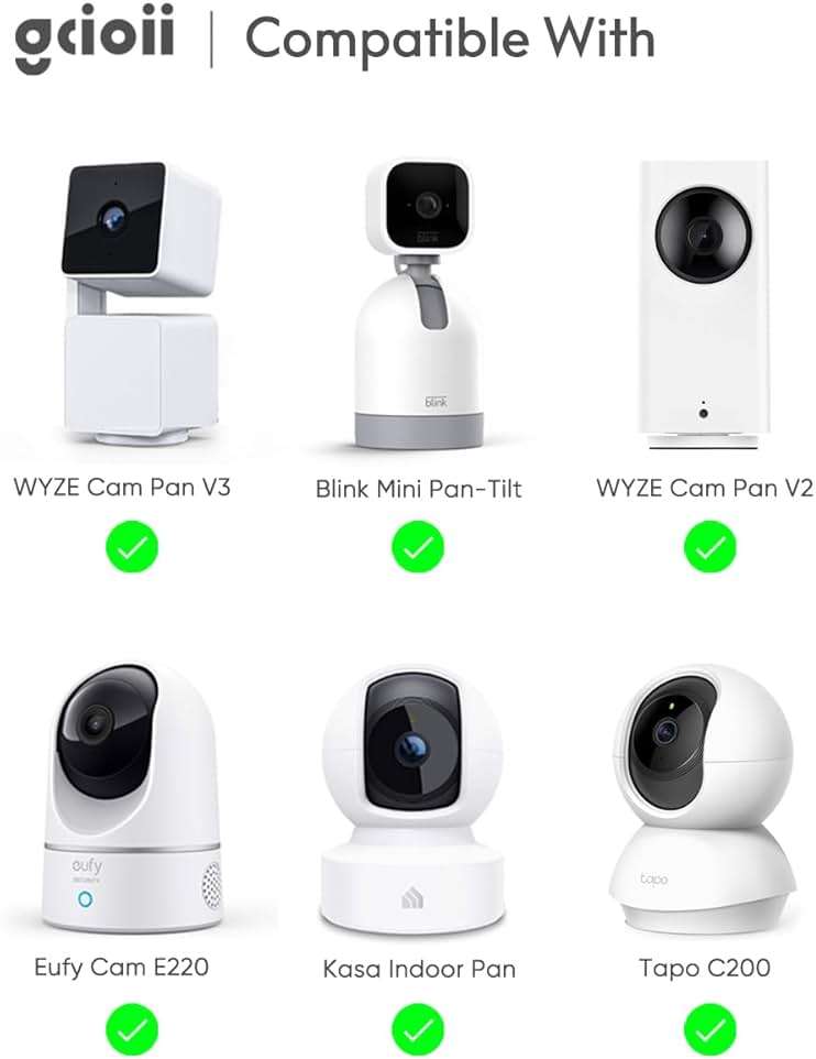 Gcioii Wall Mount and Weatherproof Protective Cover for WYZE Cam Pan V4/V3/V2/V1, Blink Mini Pan-Tilt, Eufy Cam E220, Kasa Indoor Pan and Tapo C200 (1 Pack White，Camera not Included) - Image 2