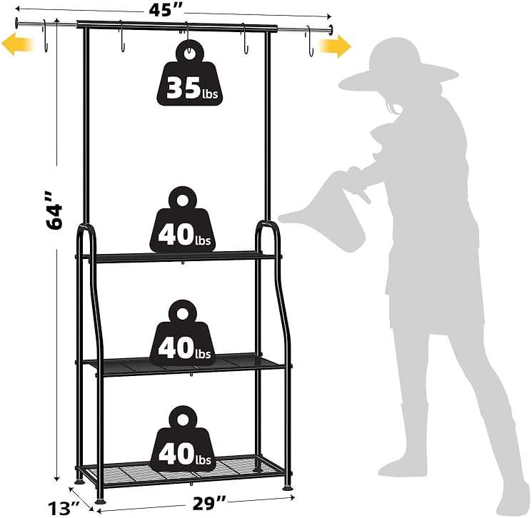 Simple Trending Plant Stand Indoor Outdoor, Heavy Duty Metal 3 Tiered Hanging Plant Shelf for Multiple Flower Planter Holder Tall Large Rack for Living Room Garden Balcony, Black - Image 3
