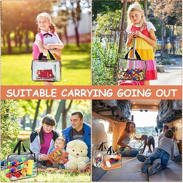 6 Packs Large Toy Storage Bags with Labels, Reusable Clear PVC Board Game Storage, Travel Waterproof Organizer Bags with Zipper for Building Blocks, Puzzle, Kids Books - Image 7