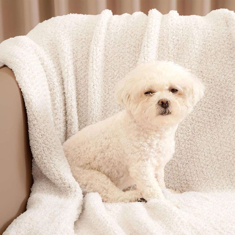 Snuggle Sac Buttery Ivory Throw Blanket for Couch, Reversible Super Soft Knitted Blankets, Warm Cozy Knit Fuzzy Plush Lightweight Throws Dupes for Sofa, Bed, Picnic, Ivory, 50 x 60 inches - Image 7