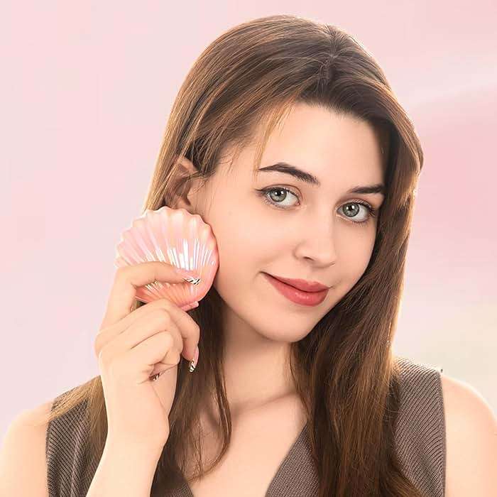 Maji Mama Metallic Shinning Finish Foldable Travel Hair Brushes with Mirror Shell Shape Portable Folding Pocket Hair Brush Mini Hair Comb Compact Size Hair Massage Comb (Pink) - Image 4
