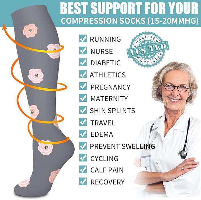 Laite Hebe Compression Socks for Women & Men Circulation(6 pairs)-Graduated Supports Socks for Running, Athletic Sports - Image 5