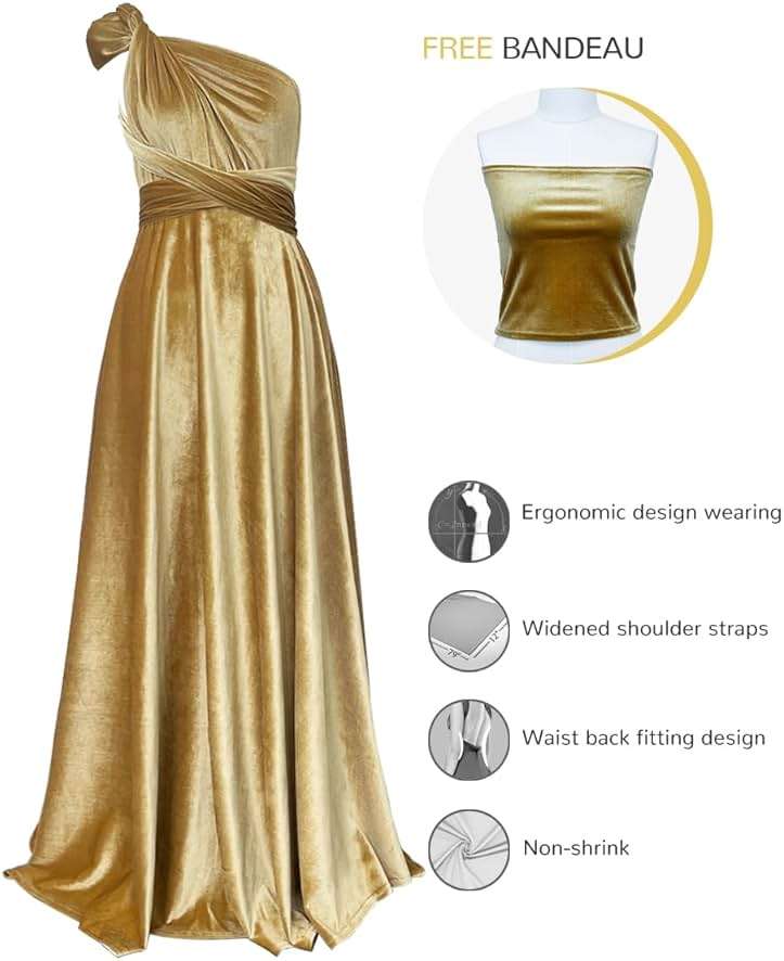 Velvet Infinity Dress with Bandeau, Convertible Bridesmaid Dresses, Multiway Wrap Maxi Long Formal Wedding Guest Dress - Image 2