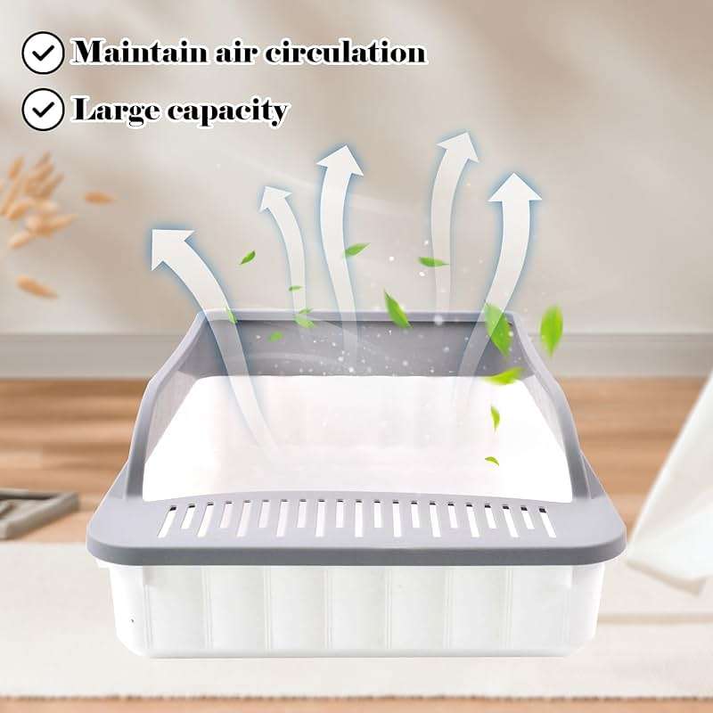 MUYG Open Cat Litter Box with High Side Anti-Splashing Cat Toilet with Litter Sifting Scoop Semi-Enclosed Kitten Litter Tray Pan Removable Prevent Sand Leakage Deodorizing Easy to Clean(Grey) - Image 5