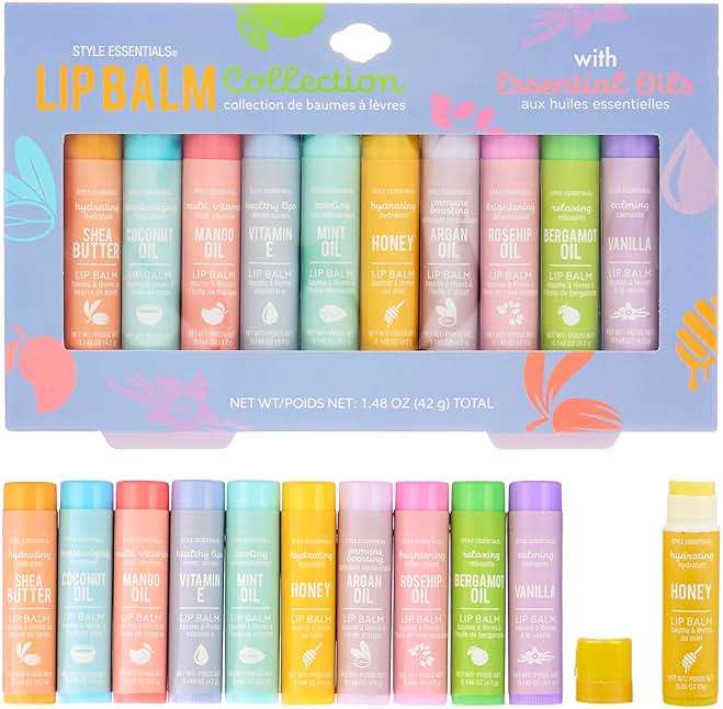 10pc Lip Balm Collection with Essential Oils - Hydrating Lip-Great Gift | Hydrating Lip Balms Infused w/Natural Healing Essential Oils - Vitamin Enriched Lip Balm Set - Image 1