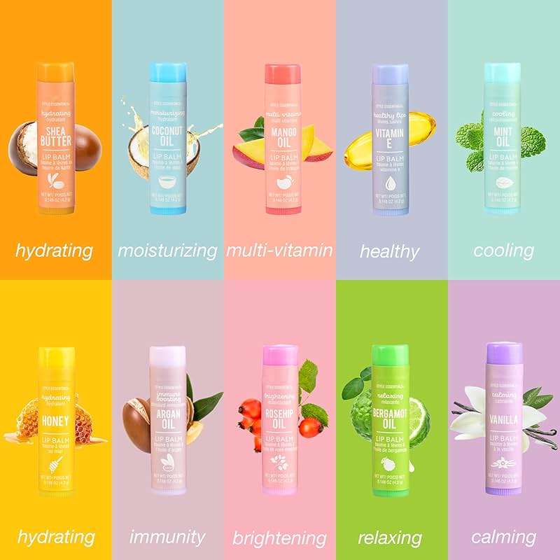 10pc Lip Balm Collection with Essential Oils - Hydrating Lip-Great Gift | Hydrating Lip Balms Infused w/Natural Healing Essential Oils - Vitamin Enriched Lip Balm Set - Image 2