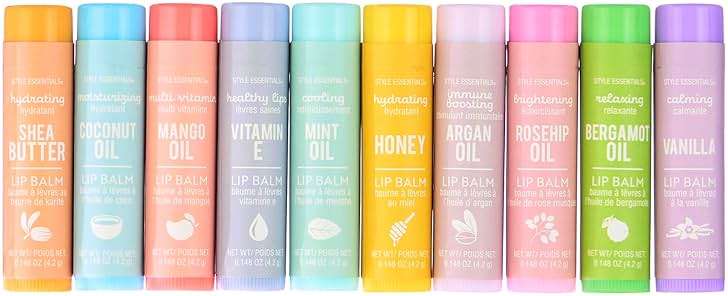 10pc Lip Balm Collection with Essential Oils - Hydrating Lip-Great Gift | Hydrating Lip Balms Infused w/Natural Healing Essential Oils - Vitamin Enriched Lip Balm Set - Image 4