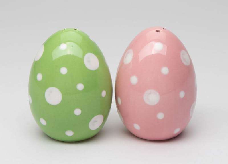 21040 Fine Ceramic Pink & Green Easter Egg Salt & Pepper Shakers Set, 2-3/4" H - Image 4