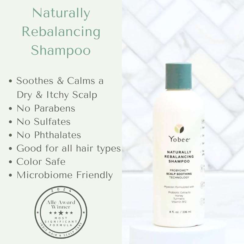 Yobee Rebalancing Shampoo – Sulfate-Free Dry, Flaky & Itchy Scalp Care | Probiotic Shampoo with Organic Honey, Turmeric, Vitamin B12 & Oat | Dandruff, Eczema & Psoriasis Relief | Doctor Founded - Image 3