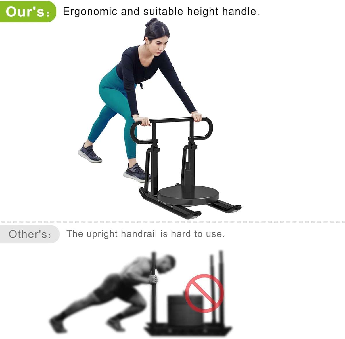 Kipika Weight Sled, Workout Sled, Fitness Strength Training Sled, Speed Training Sled for Athletic Exercise, Speed Improvement, Easily Through Obstacles, Suitable for 1" & 2" Weight Plate - Image 3