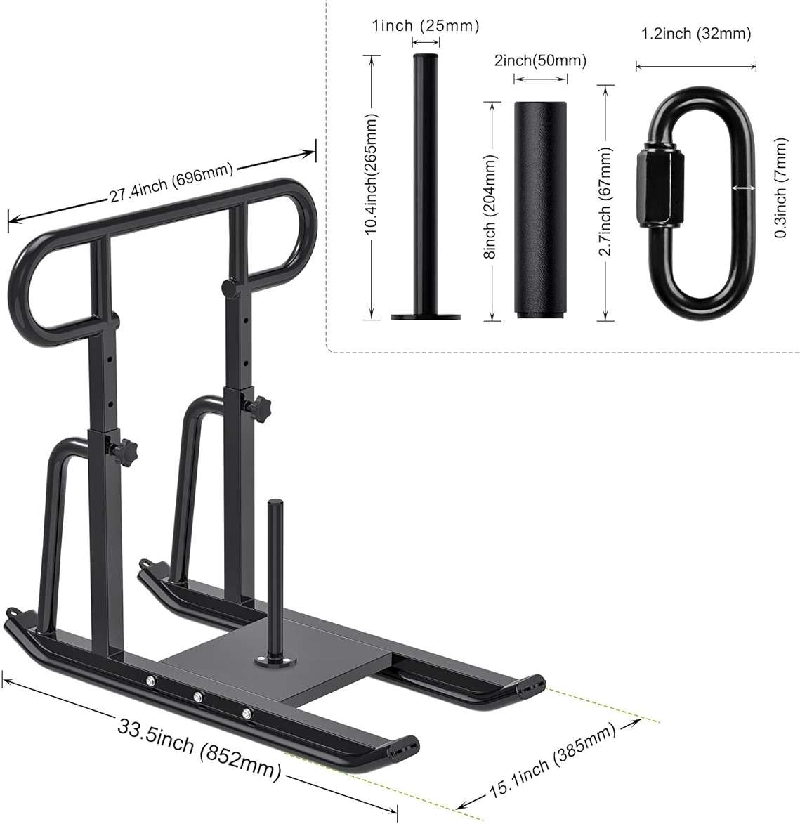 Kipika Weight Sled, Workout Sled, Fitness Strength Training Sled, Speed Training Sled for Athletic Exercise, Speed Improvement, Easily Through Obstacles, Suitable for 1" & 2" Weight Plate - Image 9