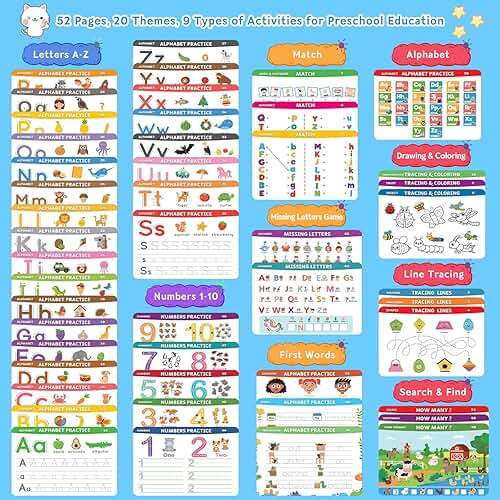 Preschool Learning Activities Educational Workbook: Preschool Handwriting Tracing Books | Autism Learning Materials | Alphabet Learning Toys | Pre k Workbooks | Montessori Busy Book for Kids Ages 3-5 - Image 3